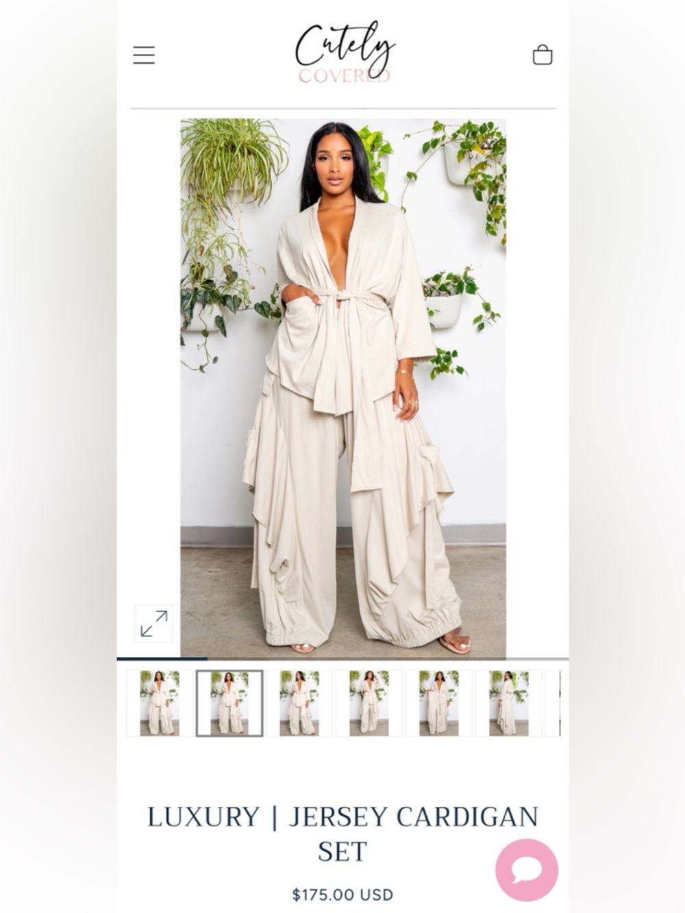 Cutely Covered Wide-Leg Jersey Cardigan Set